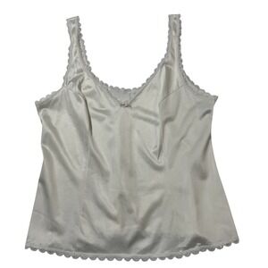 Vintage Y2K Tank Top Womens M White Sheer Nylon Lace Trim Fairy Coquette Soft